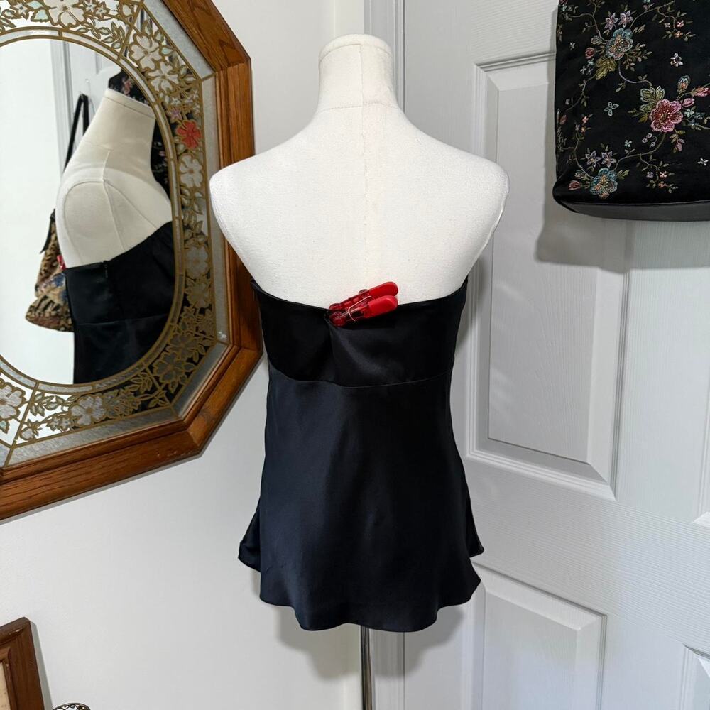 Ann Taylor LOFT Black Silk Strapless Milkmaid Peplum Babydoll Top 6/S - Picture 4 of 8